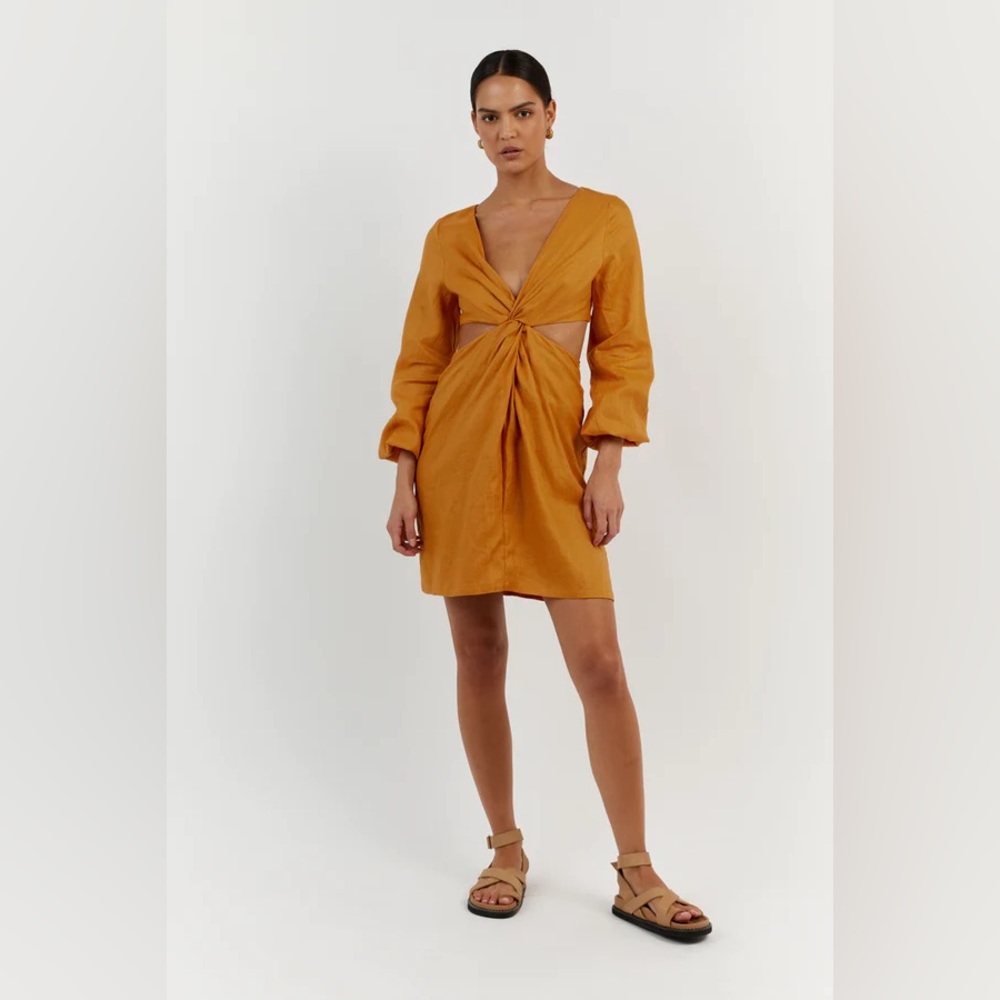 DISSH - Tina Marigold Linen Mini Dress - US 4